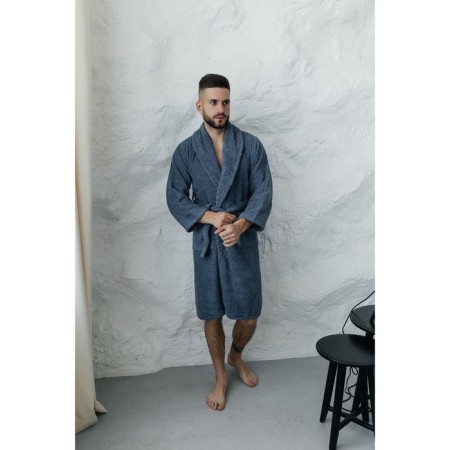 Tainted male bathrobe, size 50, blue color