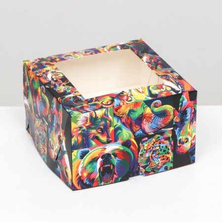 Packaging for 4 cupcakes with the Safari window, 16 x 16 x 10 cm-1
