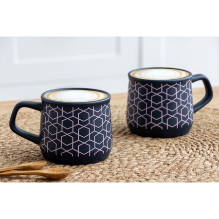 Ceramic circle "Geometry", 380 ml, blue color-3