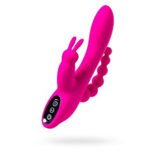Triple vibroostimulator Jos Spanky, silicone, pink color, 21 cm