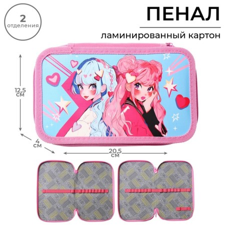 Penal 2 sections, 125 x 205 x 40 mm, calligrata 30p26/2 "Anime Girlfriends", laminated cardboard