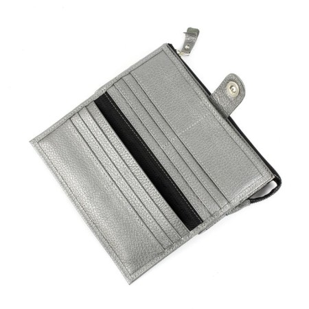 Wallet, magnet, 18 pockets, 1 department for trifles, n/k gray metallic-1