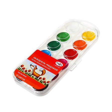 Watercolor 12 colors "Gamma" "Cartoons", honey, without brush, plastic-5