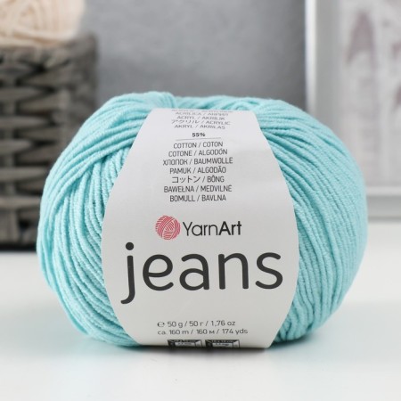 Yarn "Jeans" 55% cotton, 45% acrylic 160m/50g (81 St. Biryuza)