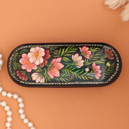 Flowers, black, black, 17x7 cm-3