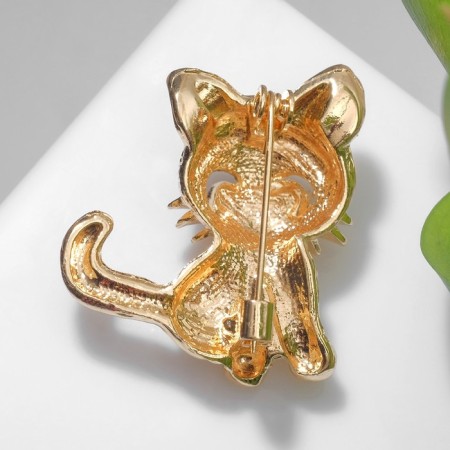 Brooch "cat" charming, black-gray color in gold-1