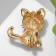 Brooch "cat" charming, black-gray color in gold
