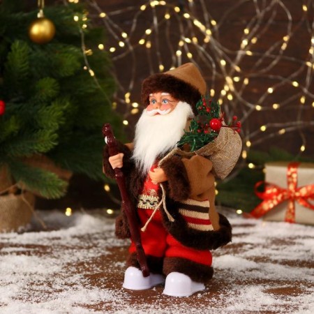 Santa Claus "in a brown fur coat, with a staff" moves, 11x30 cm-1