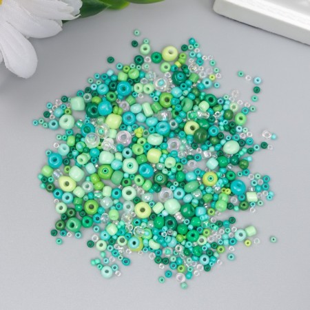 Glass beads 6/0-15/0 "Assorted Green" d = 1.5-4 mm, nr 10gr