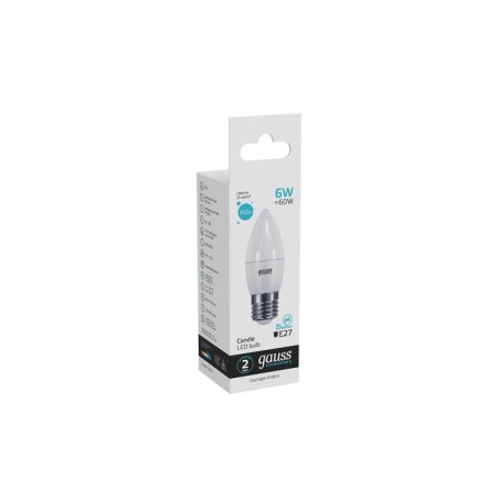 LED LED ELEMENTARY 6W candle 4100K neuter. Bel. E27 450lm Gauss 33226-3
