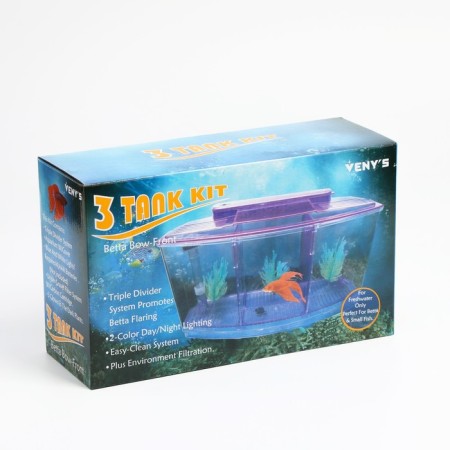 Aquarium set is three -section, with LED backlight, 2.55 liters, purple-7