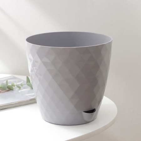 Pot for flowers with basal watering "Rumba", 3 l, color gray color-1