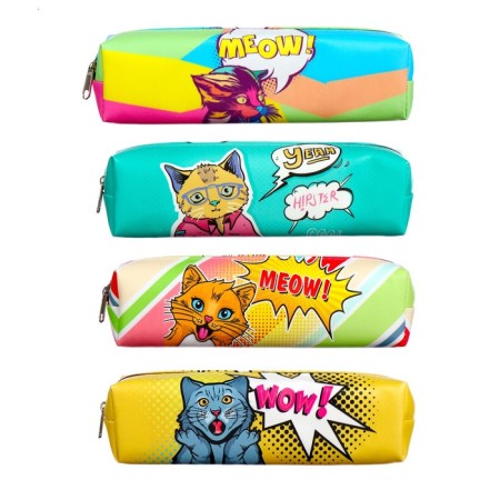 School Penal "Cool Cat", on a zipper, mix