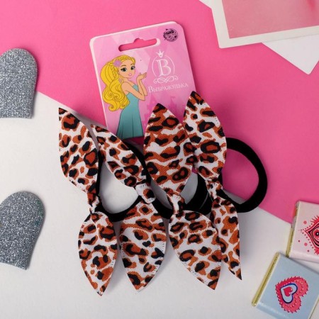 Hair gum "Funny ears" (set 4 pcs) Africa, 4 cm, mix