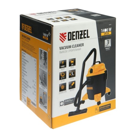 Denzel LVC20 construction vacuum cleaner, 1400 watts, 20 l, 3 m hose, carcinchronization socket-21