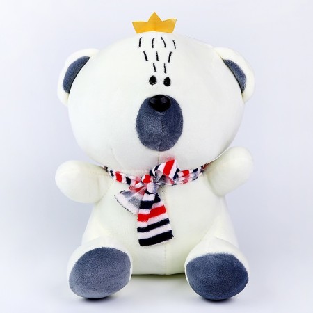Soft toy "Bear with a crown", 26 cm, white color-3