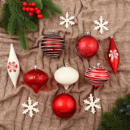 Set of jewelry plastic 22 pcs "Frosty day" red-white