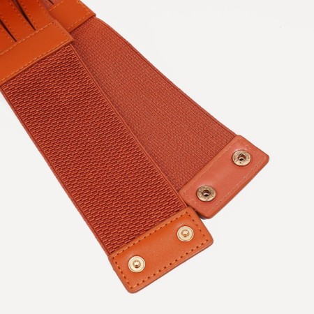 Women's belt, width 11 cm, elastic band, on buttons, redhead color-1