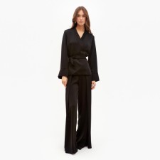Women's costume (jacket, trousers) minku: Silk pleasure color black, size 48