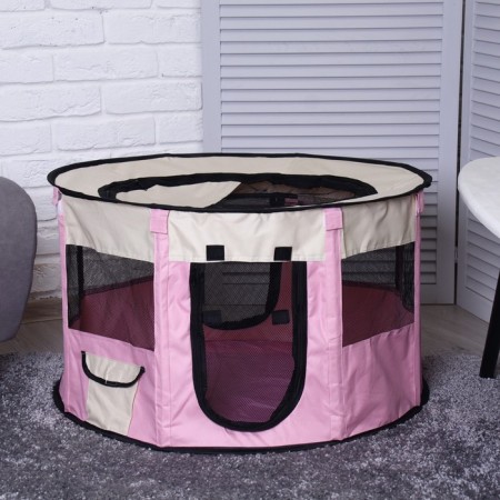 Animal aviary, tent, round, 70 x 40 cm, pink