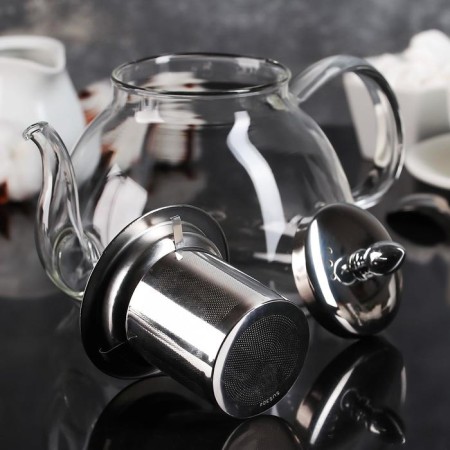 Glass teapot with metal sieve "Jacques", 1.3 liters-4