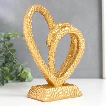Polystone souvenir "Two hearts in one" gold 20.5x17x7 cm-3