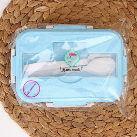 Lunch-Boxing Plastic Dolyana "Flamingo", 22 × 16 × 7.5 cm, 2 compartments, fork, spoon, color mix-1