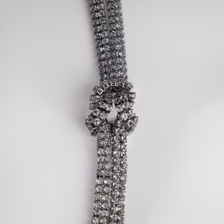 Set 2 objects: earrings, pendant "Elegance" burn, white color in gray metal, 42 cm-2