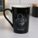 Ceramic mug with a spoon and lid "Walner of the peaks", 400 ml, black color