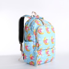 A backpack with a zipper, bag, cosmetic bag, blue color
