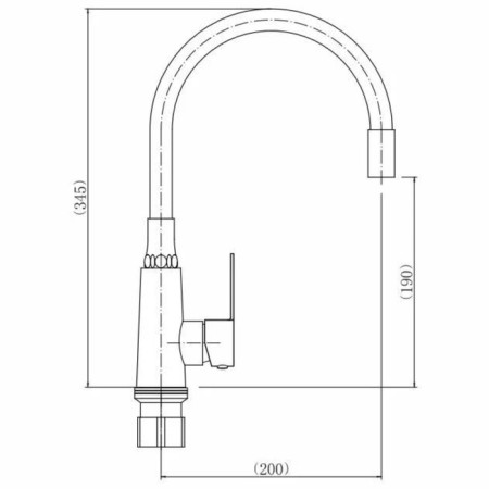 Fashun A54301-6 kitchen mixer, single-leaf, flexible surge, stainless steel, satin, green 968680-1