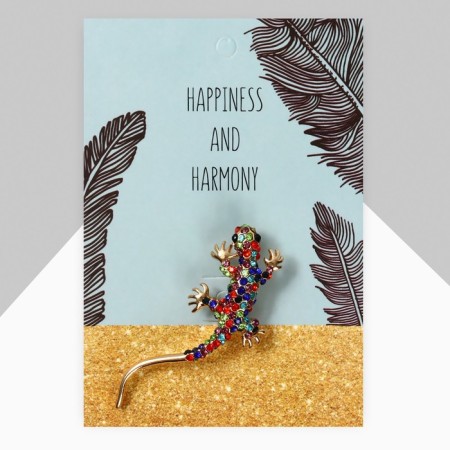 Brooch "Lizard", colored in gold-1