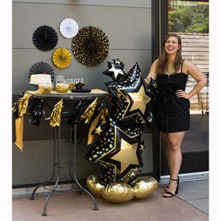 Foil ball 59 "Stars", Black & Gold, a figure for the air-1
