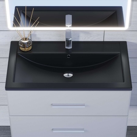Sink uperwood Foster Quartz 80 cm, quartz, black matte, coal-1