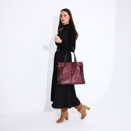 Zipper bag with zipper, burgundy color-7