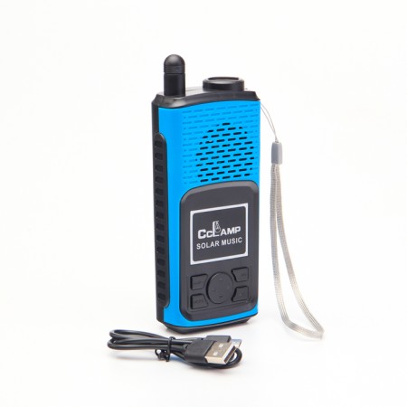 Battery Light, 1500 mAh, radio, column, with a solar battery, blue-2