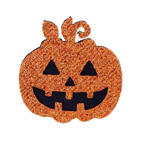 Glue -based decor “Pumpkin with sparkles” set of 4 pcs., Size 1 pc: 4.3 × 4 cm