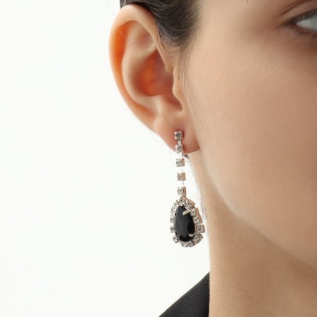 Set 2 objects: earrings, necklace "elite" drops of triangle, black and white color in silver-4