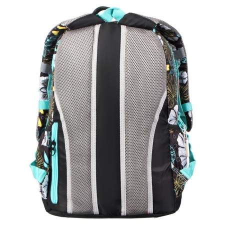 Youth backpack 43 x 29 x 18 cm, ergonomic back, Across 155, gray/turquoise 155-3-5