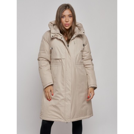 Coat insulated winter female, size 42, beige color-7