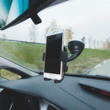 Phone holder on a leg, sliding 5.5 - 8.5 cm, black
