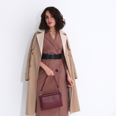 Cross-Bodi bag with zipper, burgundy color-7