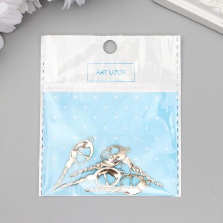 Decor for creativity Metal "Beauty with oblique" gold, rhinestones 3.5x1.2 cm-3