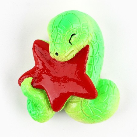 New Year's magnet "Snake with Lady" for the New Year, 4.8 x 5.5 cm-1