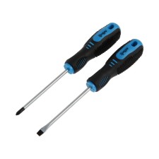 A set of screwdrivers of the tundra, CRV, chromium, magnet, 2k handles, PH1 and SL5 x 100 mm, 2 pcs.