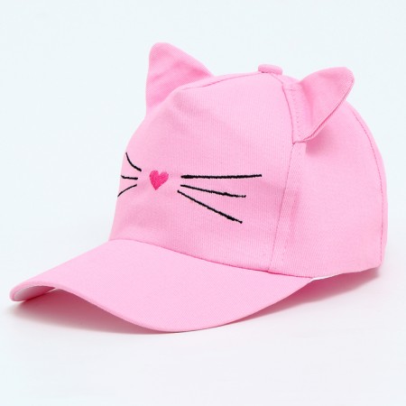 Baby cap for a girl "Kitik", with ears, color pink rr 52-54 5-7 years-3