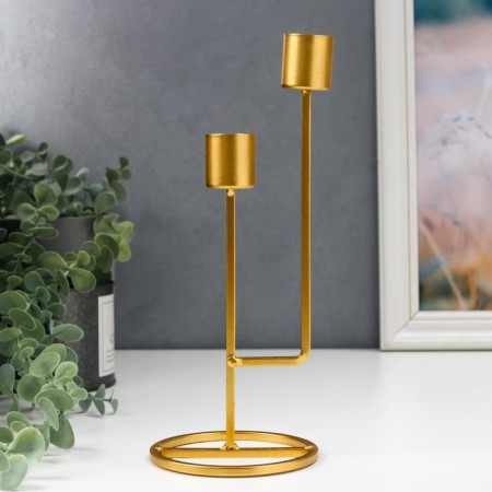 Summary metal for 2 candles "height" gold 23.5x9.5x9.5 cm-1