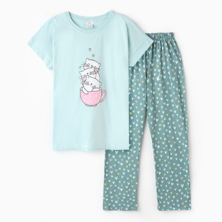 Home female "kittens" (T -shirt/pants), blue color, size 48-3