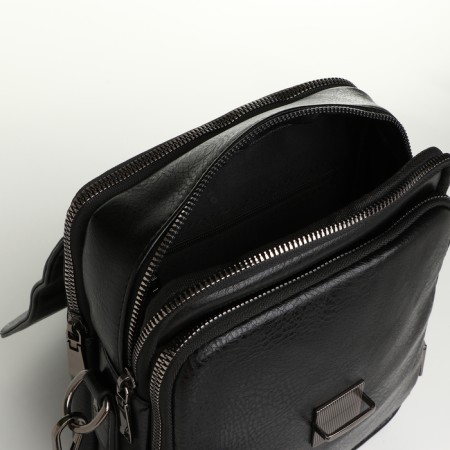 Male bag, guran tomp, artificial leather, black color-4