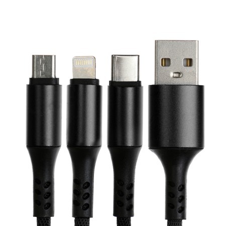 Cable keychain 3 in 1, microUSB/type -c/lightning - usb, 2.4 a, black-1